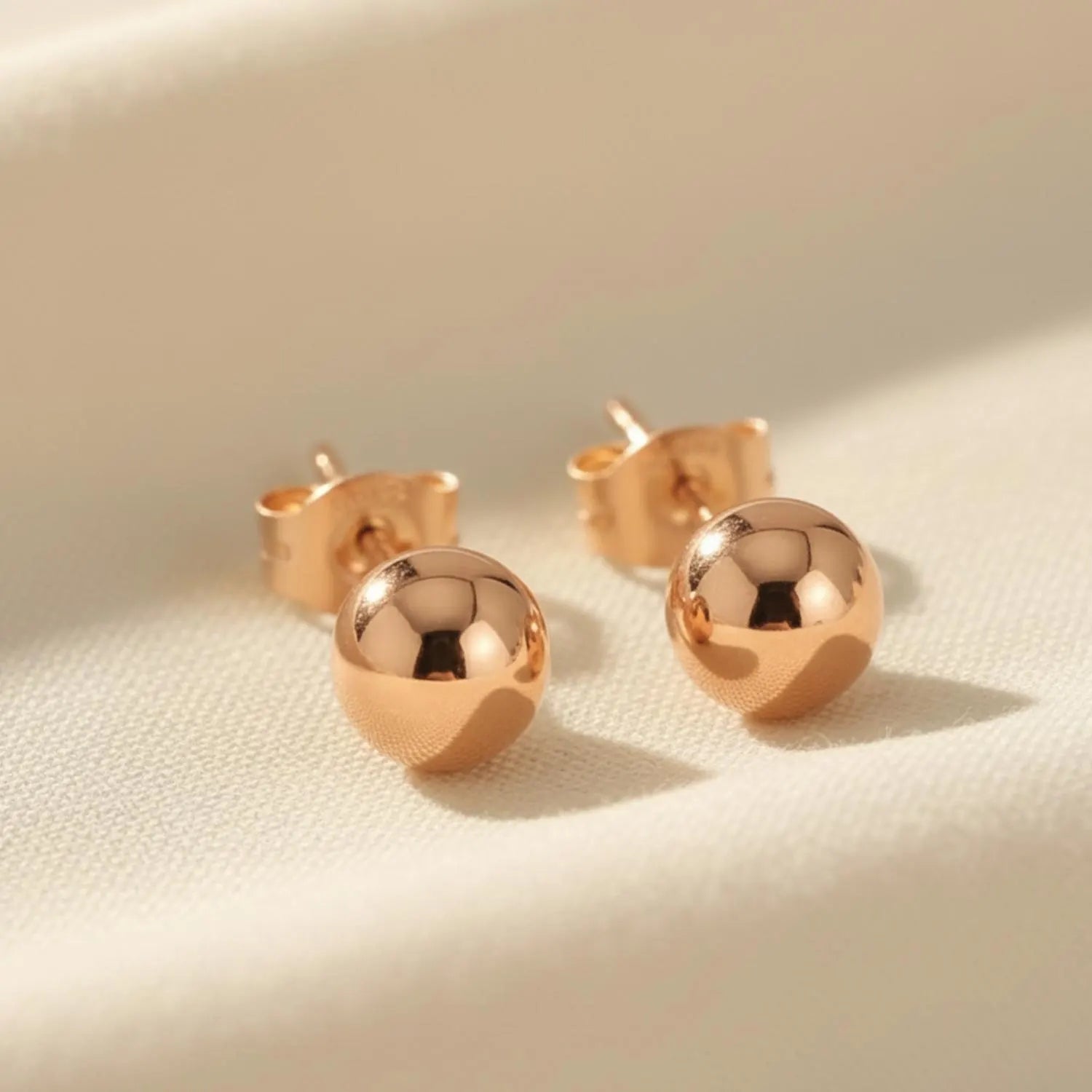 14K Solid Gold Ball Stud Earrings, Classic round Ball Studs, with Secure Butterfly Pushbacks, 3Mm, 4Mm, 5Mm, 6Mm, 7Mm, 8Mm, by TILO Jewelry