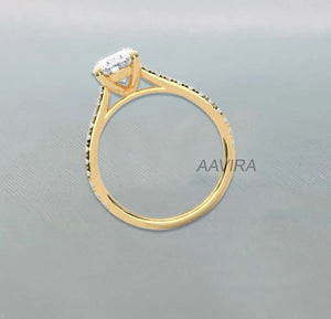Oval Moissanite Engagement Ring: 925 Sterling Silver, 14K White Gold
