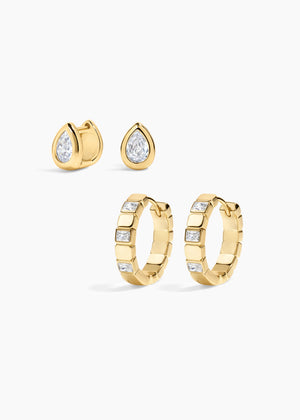 Milestone Earring Set of 2 NikNenz™ Premium Gold & Diamonds