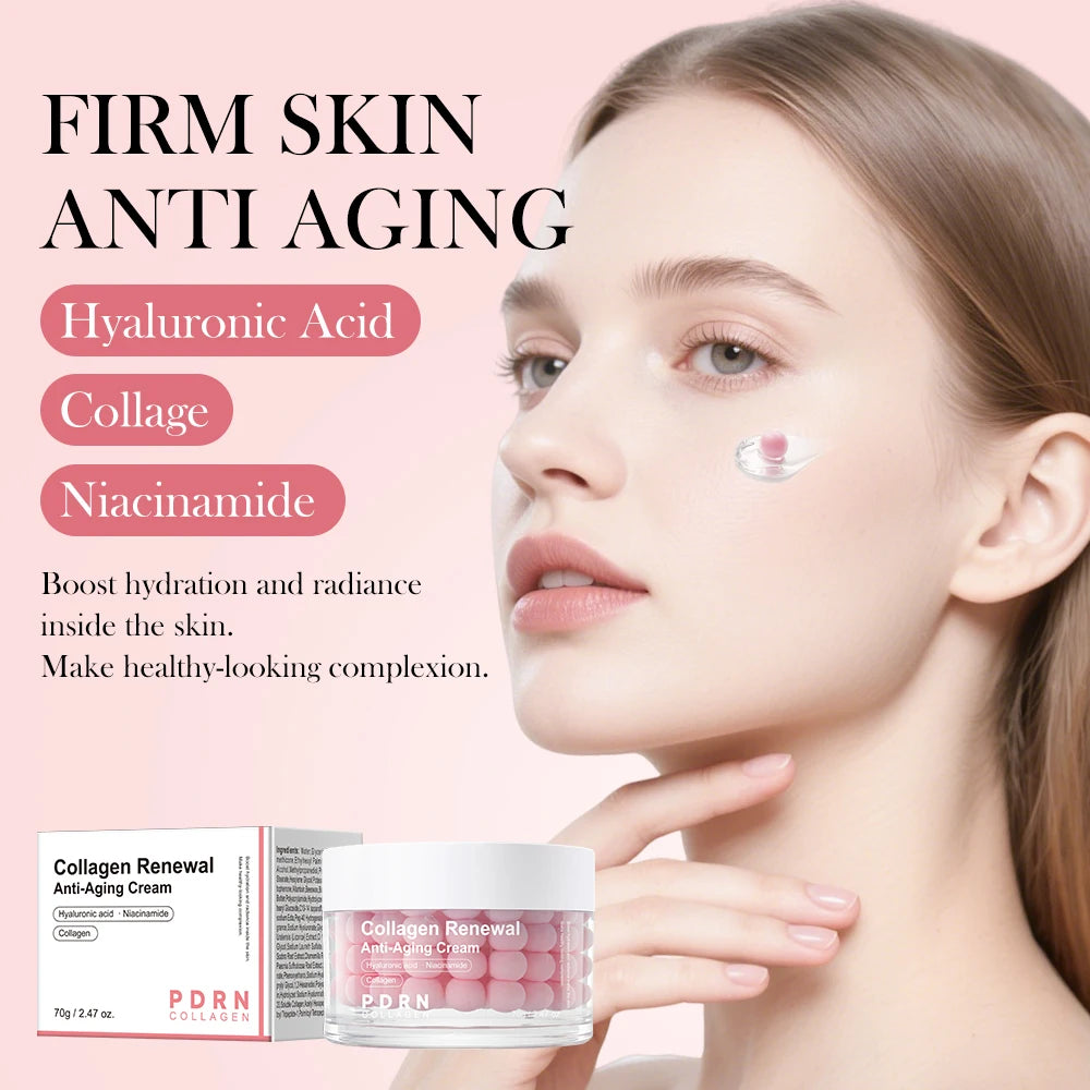 Pink Collagen Capsule Cream Suitable for All Type Skins Moisturizing Firming Night Skin Care Facial Cream