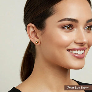 14K Gold Filled High Polished round Ball Studs, Hypoallergenic Nickel-Free round Sphere Ball Earrings, with Secure Butterfly Pushbacks