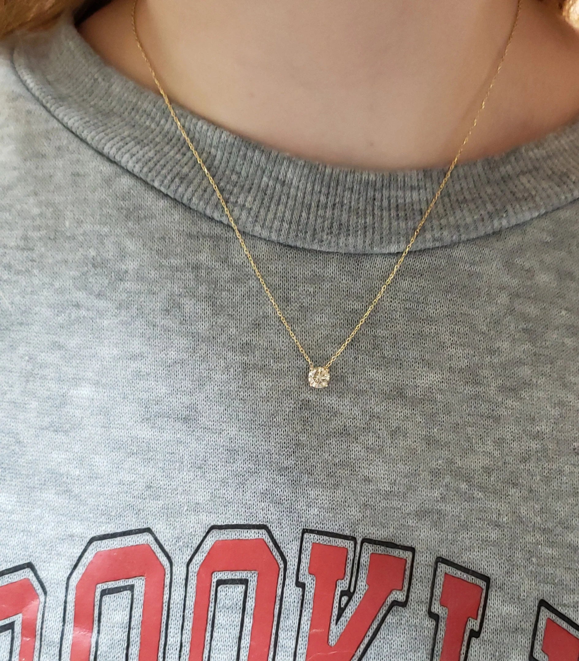 0.50 Ct Diamond Necklace, 14K Gold Lab Grown Diamond Solitaire Pendant