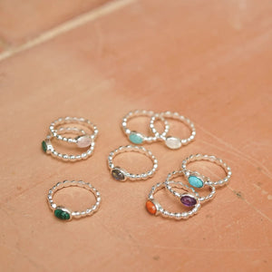 Healing Stone Bobble Ring Sterling Silver