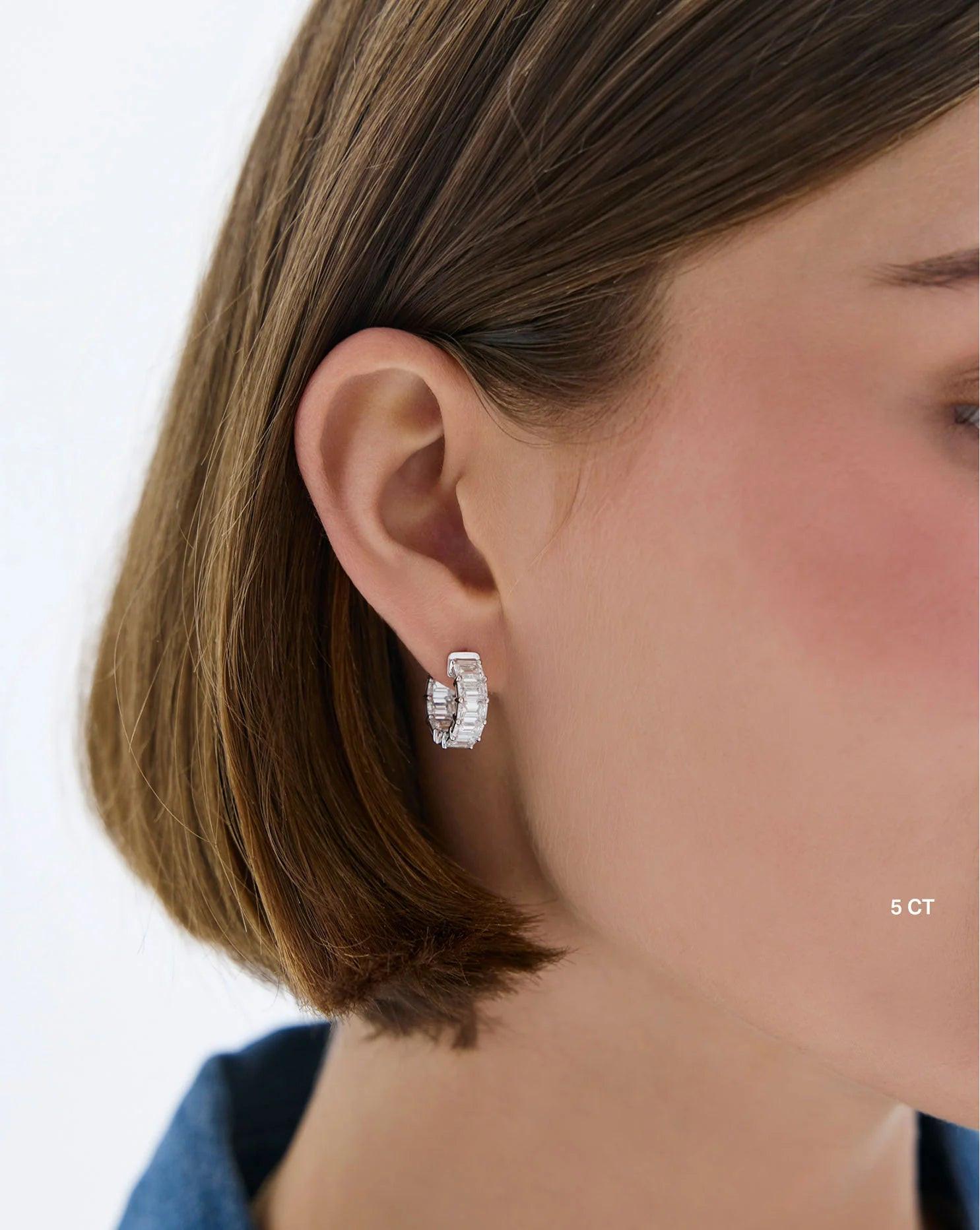 Stunning Emerald Lab Diamond Huggies - Elevate Your Style!.