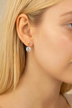 CZ Diamond Drop Earrings | round Crystal Dangle Earrings | Wedding, Bridal & Bridesmaid Jewelry | Sparkly Gift for Her | Christmas Gift