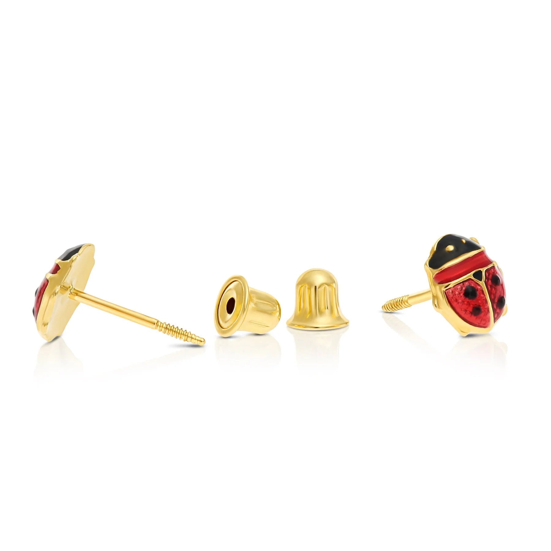 14K Yellow Gold Small Ladybug Stud Earrings