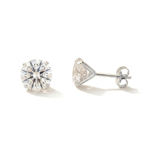 10K White Gold Classic Solitaire Stud Earrings, Pushback