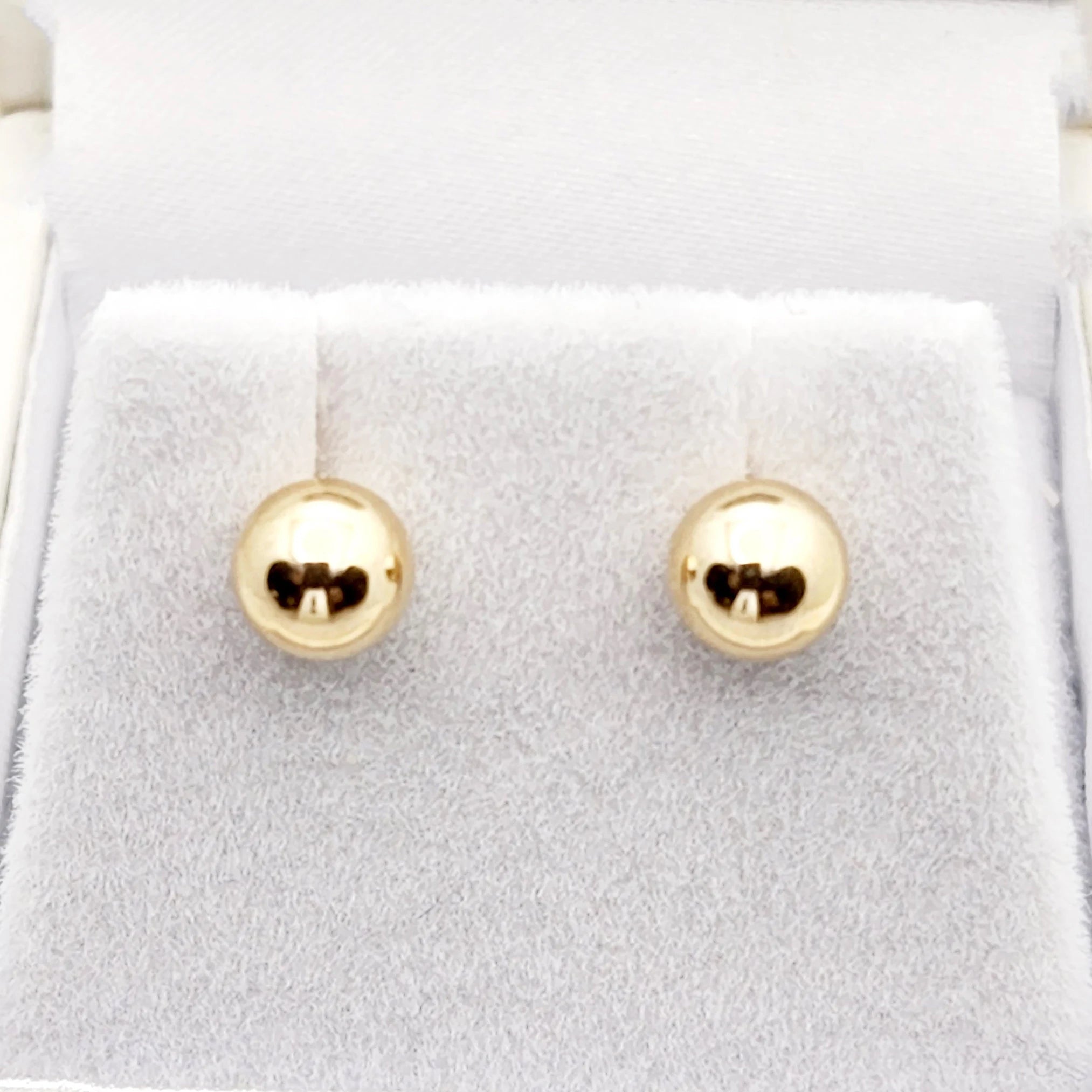 14K Yellow Gold Ball Stud Earrings, 6Mm Dainty Gold Studs