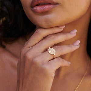 Daisy Flower Ring 18Ct Gold Plate