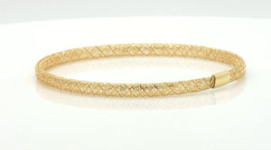Elegant 14K Yellow Gold Mesh Bracelet - 7 Inch Flexible Slip-On Lightweight Design.