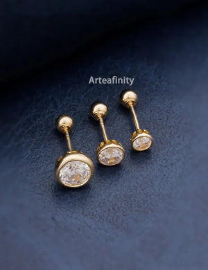 Gold Screw Earrings, 14K Solid Gold Earrings, Real Gold Earrings, Spring and Summer Dainty Earrings, Elegant Earrings, Gift for Her