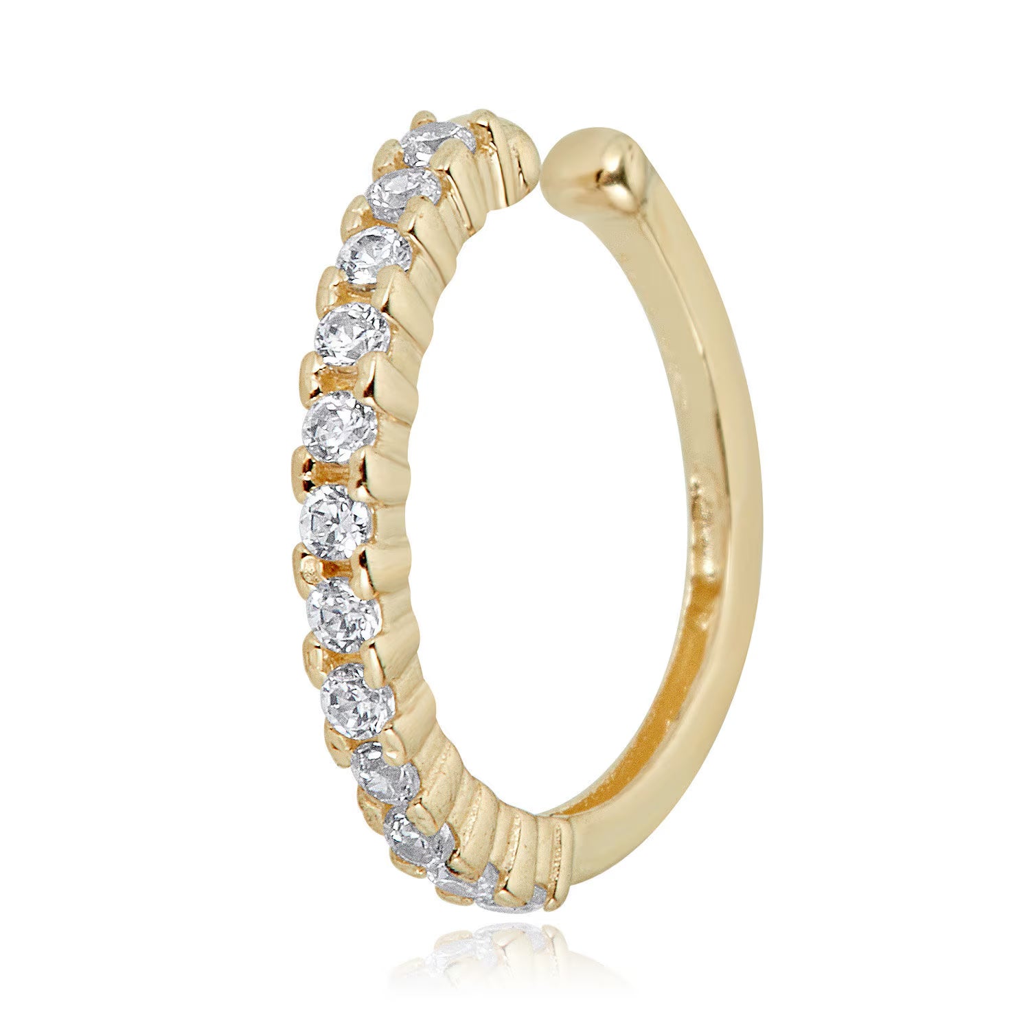 10K Yellow Gold Simulated Diamond CZ Ear Cuff