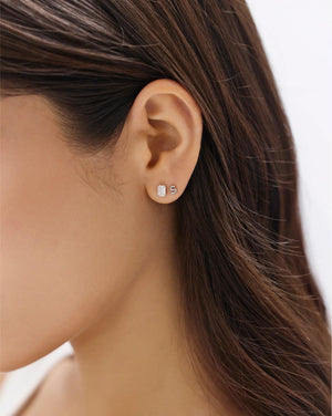 Sparkling Mini Letter Pavé Stud Earrings.