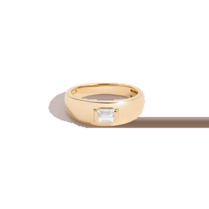 Chunky Lab Grown White Sapphire Emerald Ring NikNenz™ Premium Gold & Diamonds