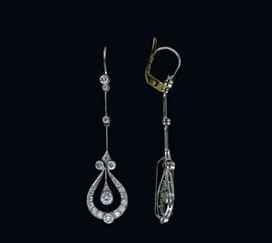 Long Drop Party Wear Earring, round Cut Moissanite Diamond Dangle Drop Earring, Art Nouveau Style Earring, Lever Back Earring, Birthday Gift