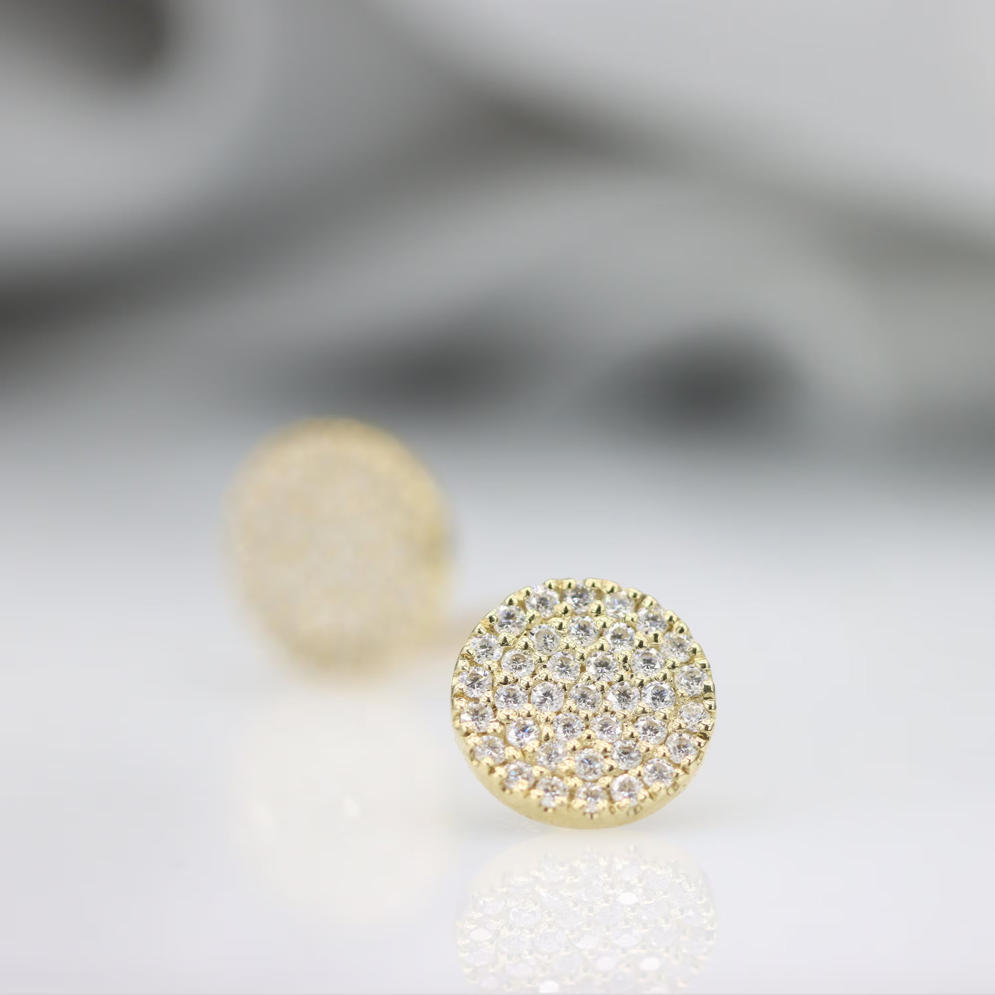 Diamond Pavé Set round Earrings, Stud Earrings, Diamond Earrings, Modern Earrings