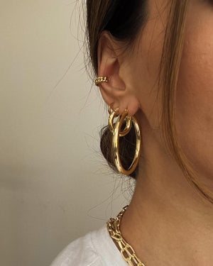 Luxurious Gold Vermeil Thick Hoop Earrings - Elegant & Timeless Statement Jewelry.