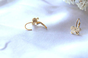 Stunning 14K Gold Butterfly Leverback Earrings - Exquisite Handmade Dangle Jewelry Gift for Her.