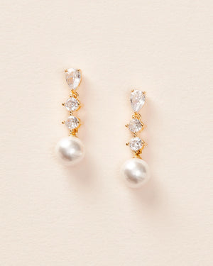 CZ Pearl Wedding Earrings • Pearl Bridal Earrings • Pearl Drop Earrings • Wedding Earrings • Pearl Dangle Earrings • Bridal Earrings • 4443