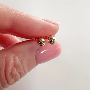Solid Gold 14K Ball Post Studs Tiny Simple Sphere Earrings Men Women Kids Ear Decor round Bead Earlobe Piercing Minimalist Unisex Jewelry