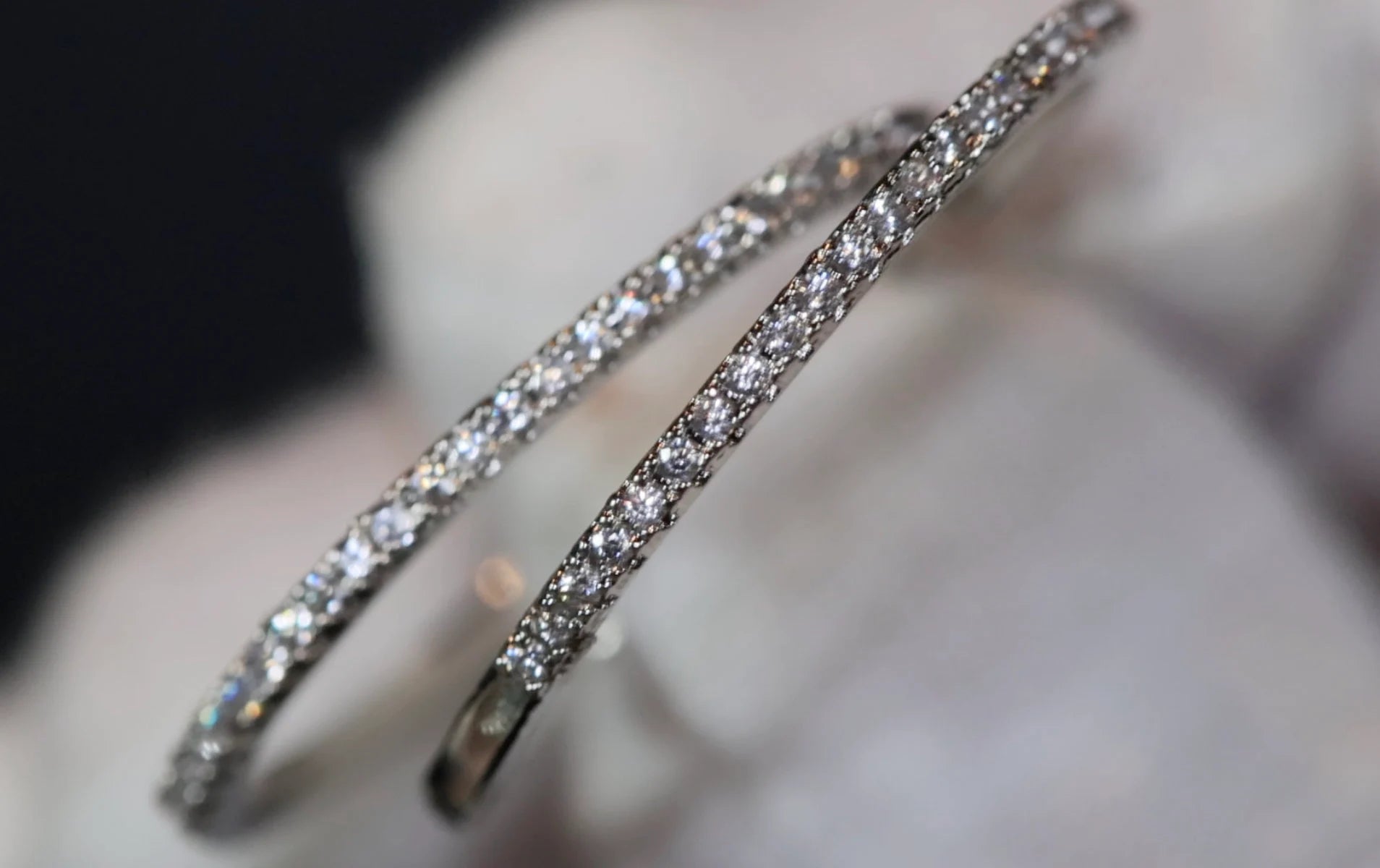 Diamond Hoop Earrings | Hoop Earrings | Womens Big Diamond Earrings | Silver Hoop Earrings with Diamonds | Womens Hoop Earrings | Earrings