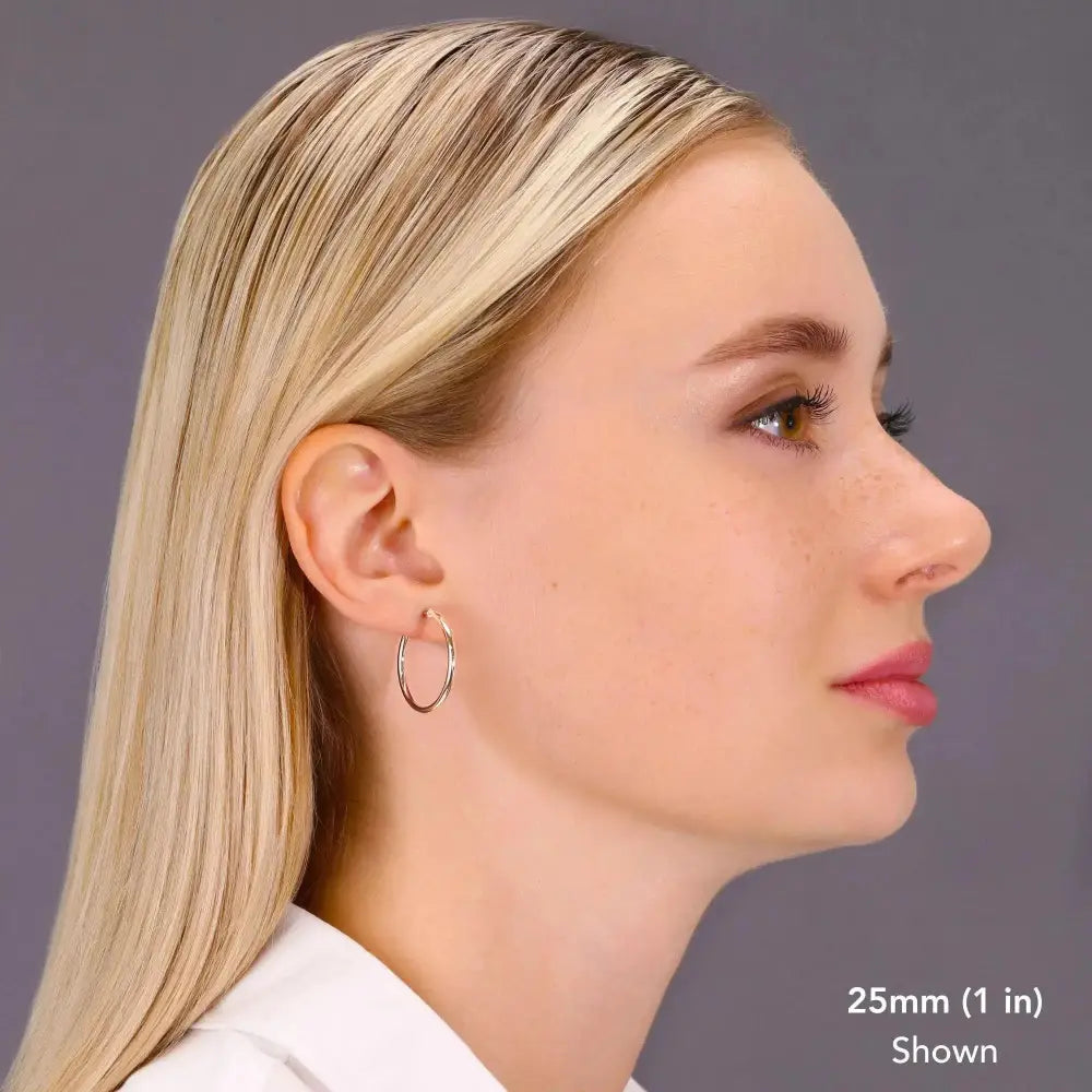 Elegant 10K Rose Gold Handmade Classic Round Hoop Earrings for Everyday Wear.