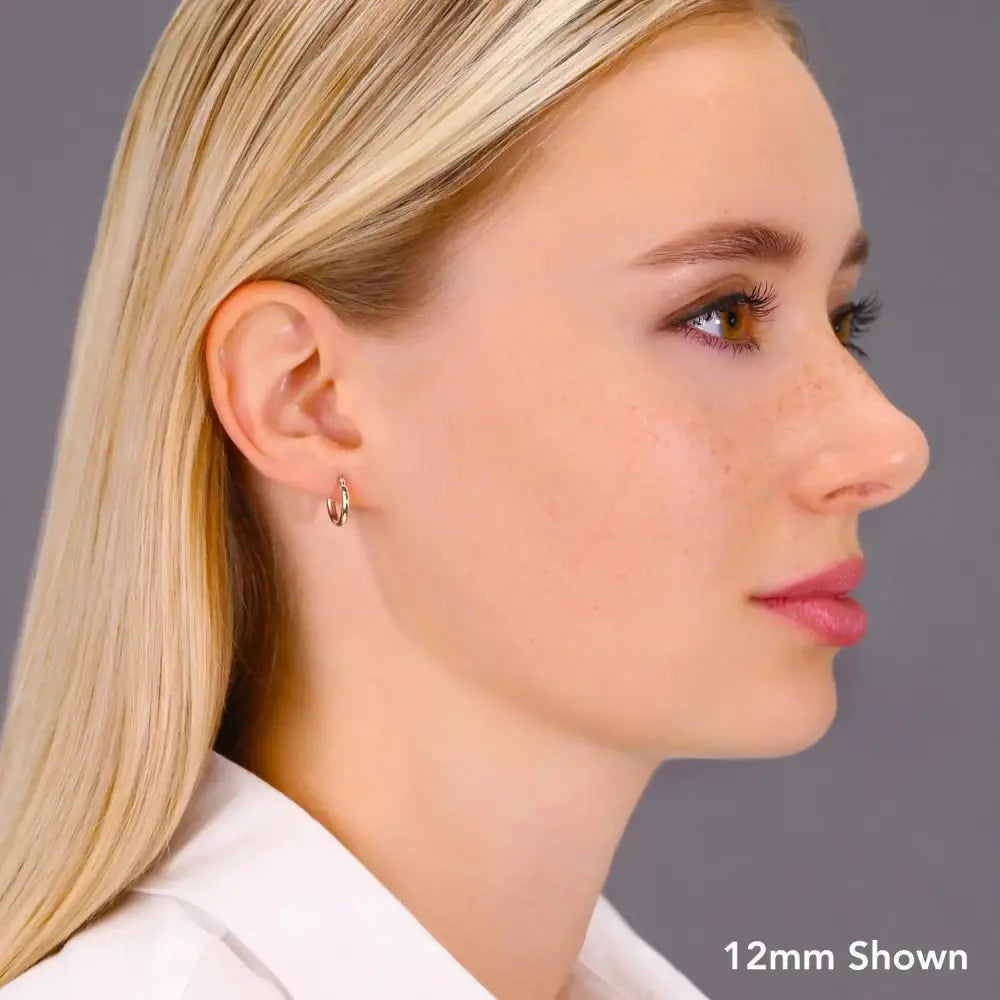Elegant 10K Rose Gold Handmade Classic Round Hoop Earrings for Everyday Wear.