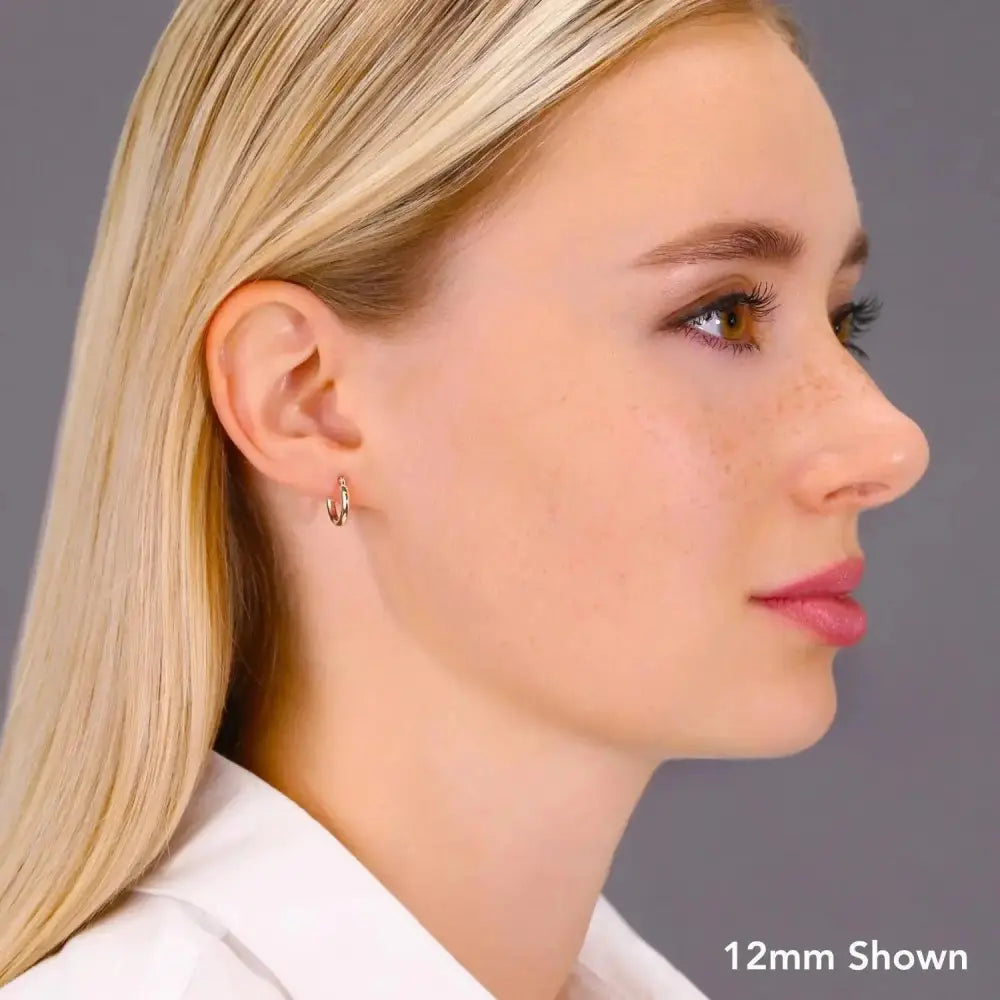 Elegant 10K Rose Gold Handmade Classic Round Hoop Earrings for Everyday Wear.