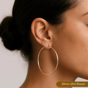 Elegant 10K Rose Gold Handmade Classic Round Hoop Earrings for Everyday Wear.
