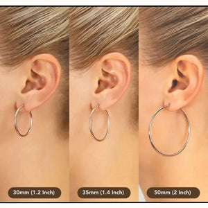 Elegant 10K Rose Gold Handmade Classic Round Hoop Earrings for Everyday Wear.