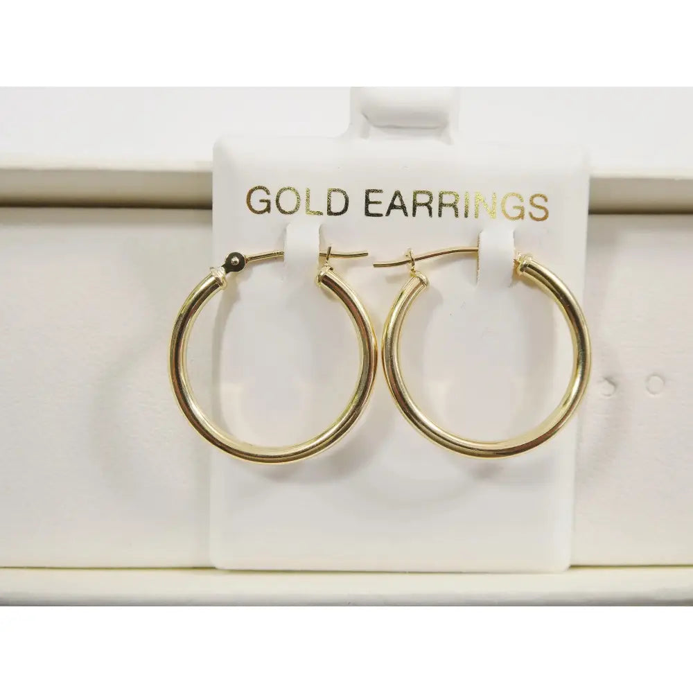 Elegant 10K Yellow Gold Polished 2mm Hoop Earrings for Women.
