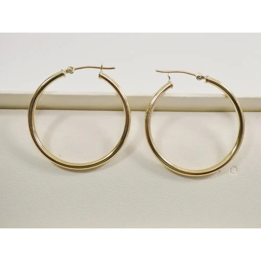 Elegant 10K Yellow Gold Polished 2mm Hoop Earrings for Women.