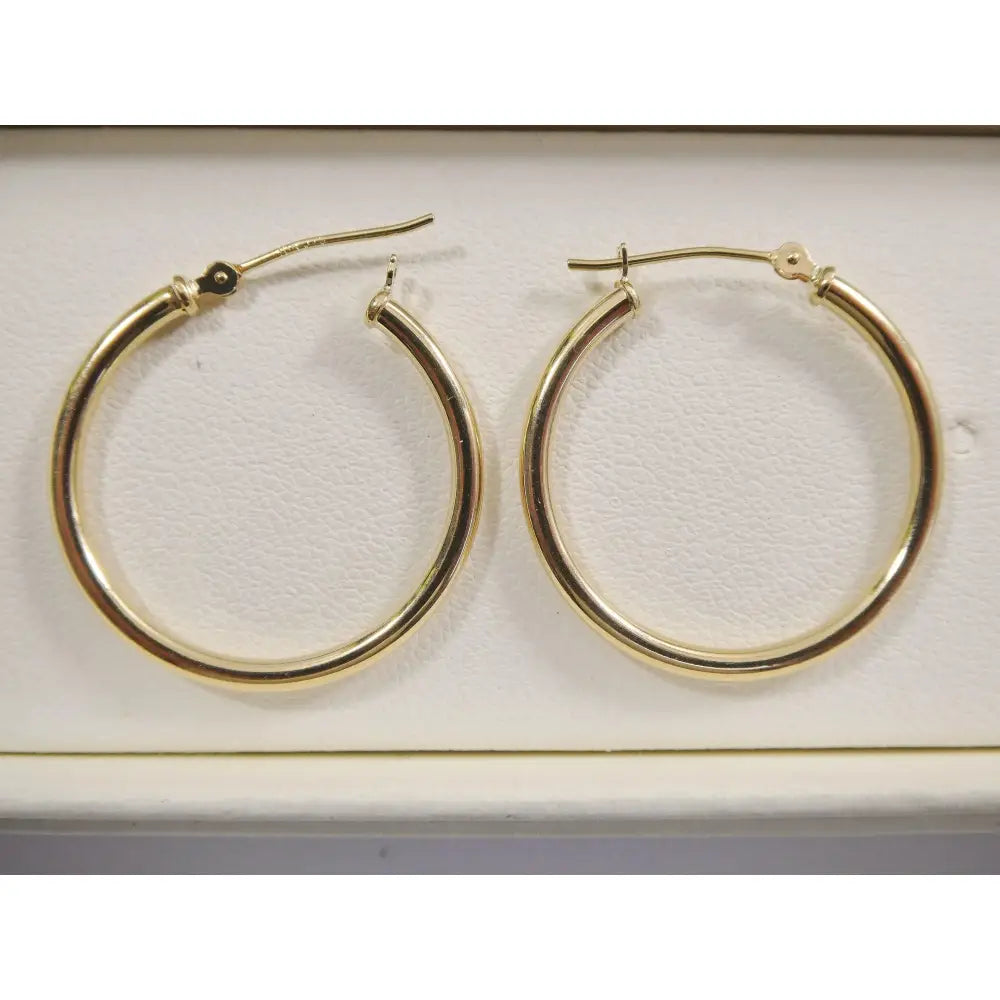 Elegant 10K Yellow Gold Polished 2mm Hoop Earrings for Women.