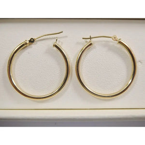 Elegant 10K Yellow Gold Polished 2mm Hoop Earrings for Women.