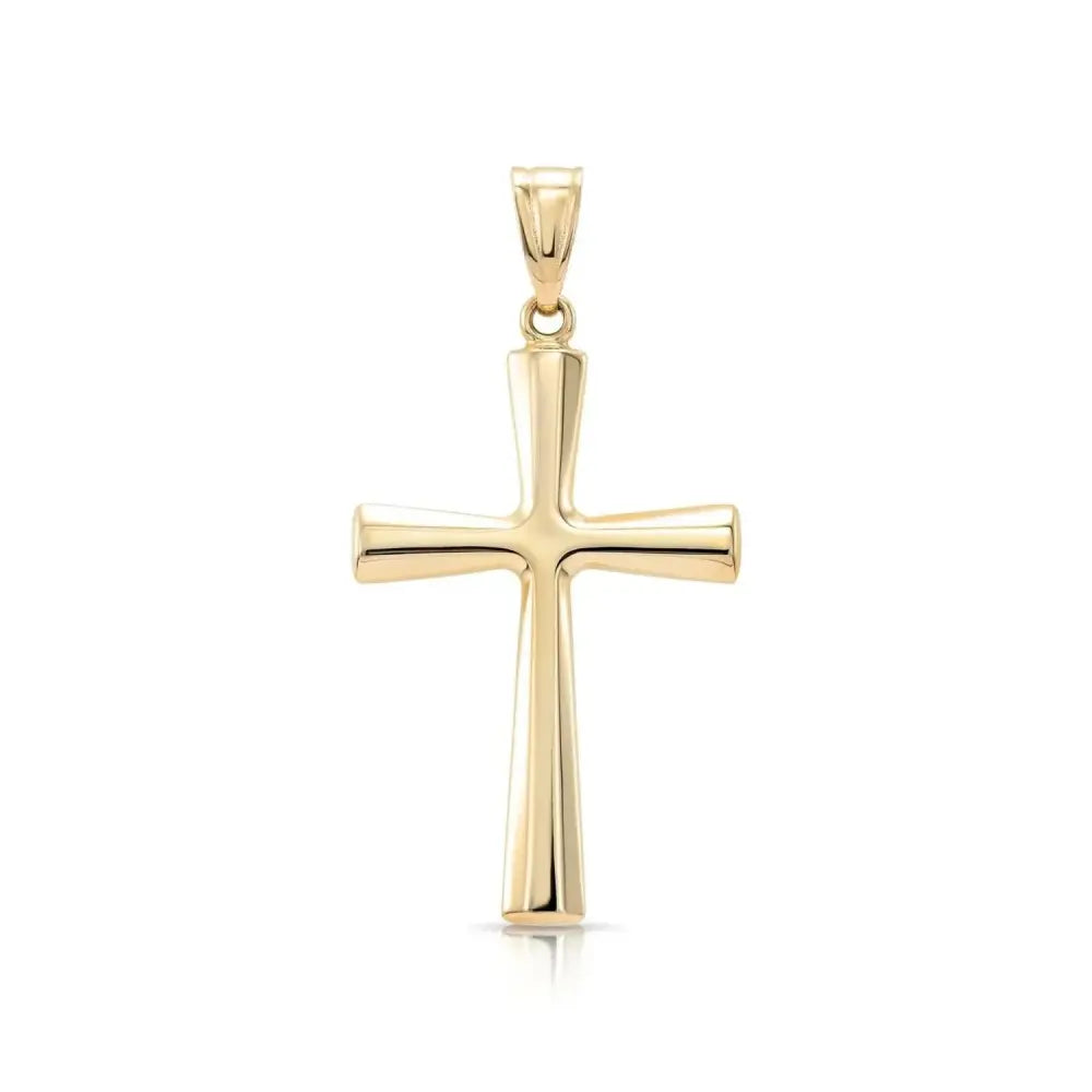 Elegant 14K Gold Classic Cross Pendant Necklace with 18" Cable Chain.