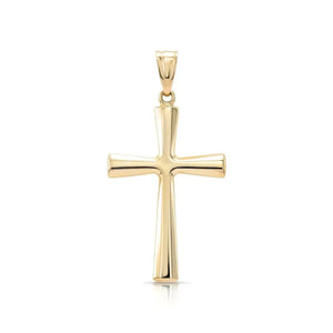 Elegant 14K Gold Classic Cross Pendant Necklace with 18" Cable Chain.