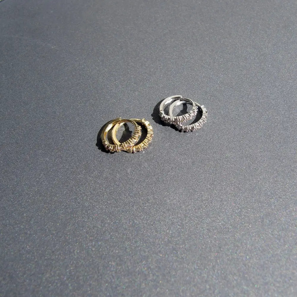 Elegant 14K Gold Diamond Huggie Earrings - Sleek Mini Sleeper Hoops in Yellow or White Gold.