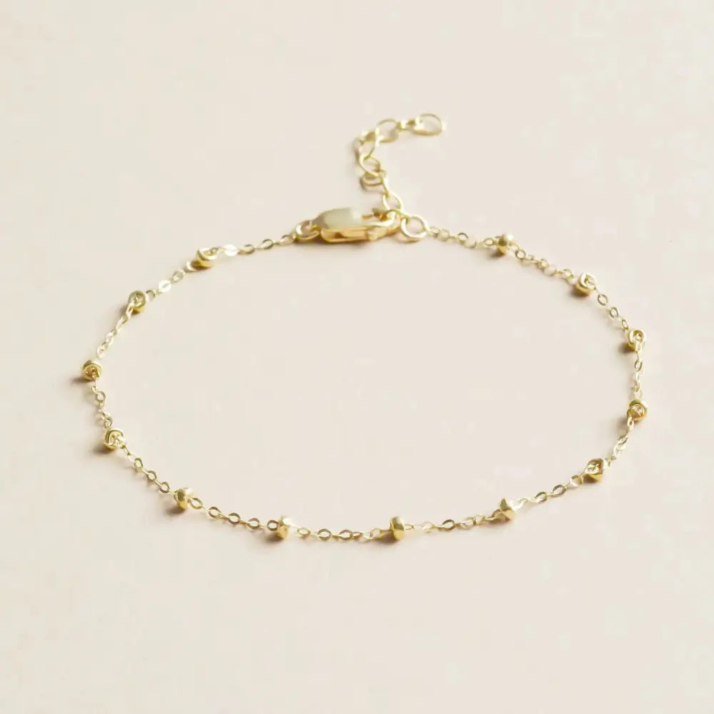 Elegant 14K Gold Filled Satellite and Sterling Silver Dainty Beaded Bracelet.