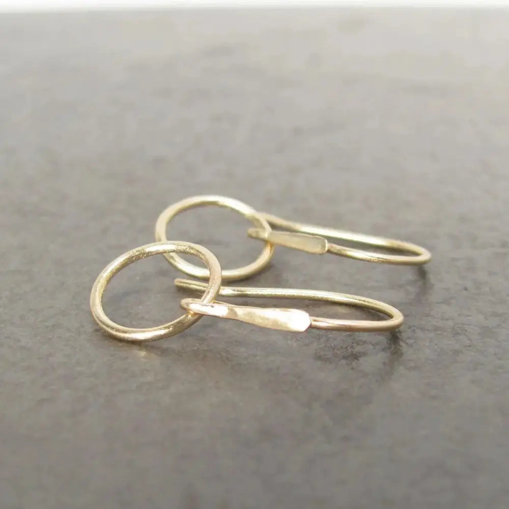 Elegant 14K Gold Minimalist Hoop Dangle Earrings - Timeless Circle Drop Design.