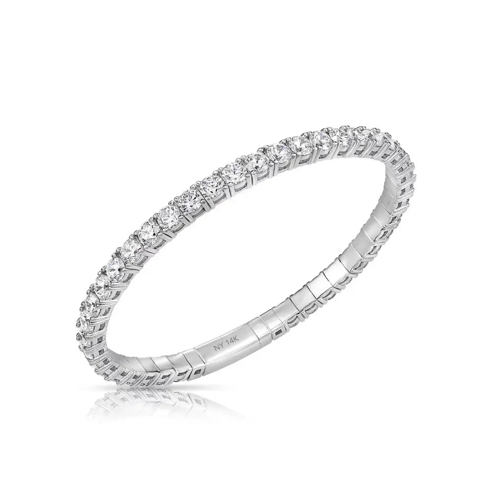 Elegant 14K Gold Sparkling Simulated Diamond Tennis Bracelet - Flexible Bangle Design.