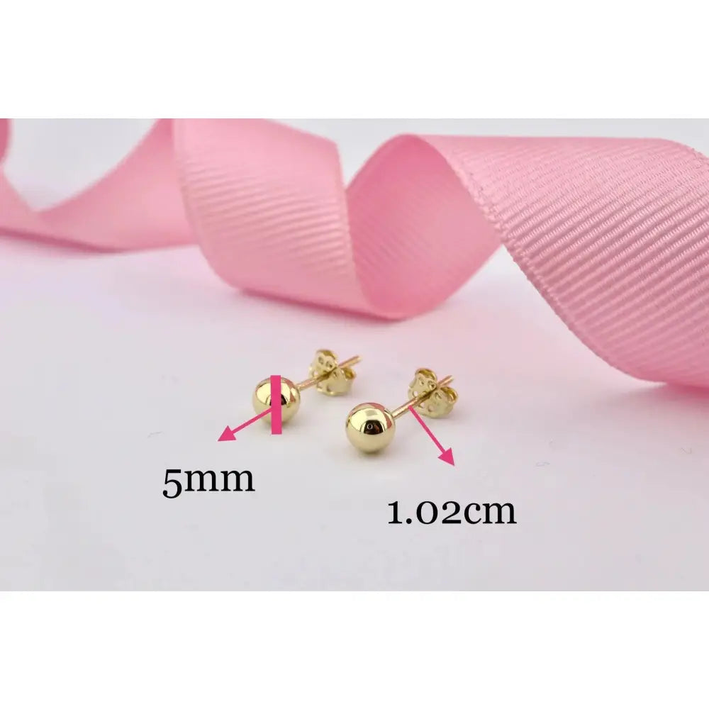 Elegant 14K Solid Gold Ball Stud Earrings - Timeless Minimalist Design for Everyday Wear.