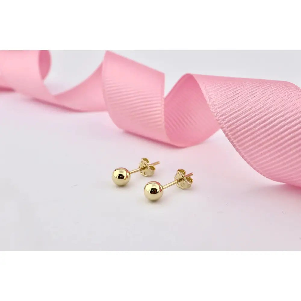Elegant 14K Solid Gold Ball Stud Earrings - Timeless Minimalist Design for Everyday Wear.