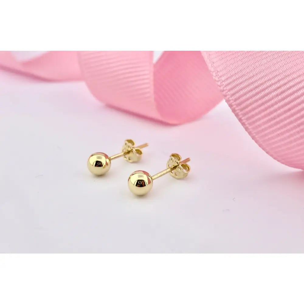Elegant 14K Solid Gold Ball Stud Earrings - Timeless Minimalist Design for Everyday Wear.