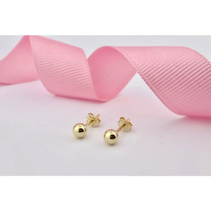 Elegant 14K Solid Gold Ball Stud Earrings - Timeless Minimalist Design for Everyday Wear.