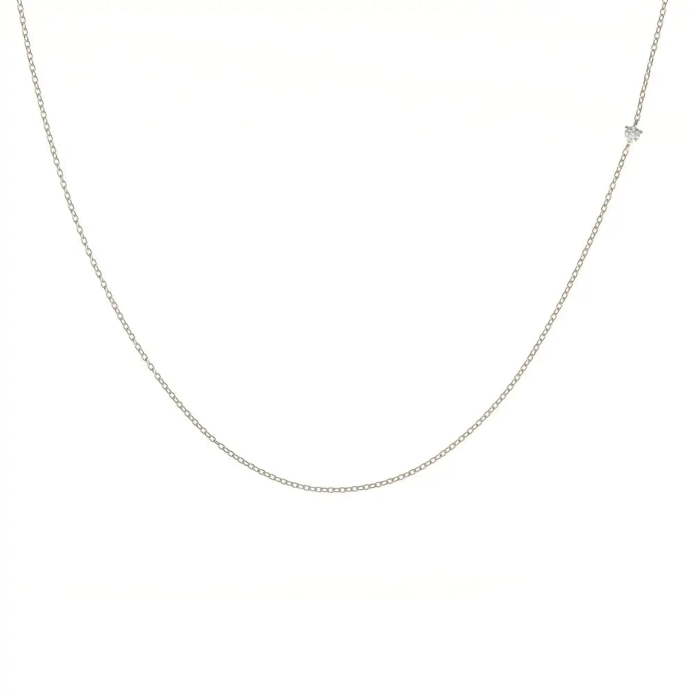 Elegant 14K Solid Gold Diamond Choker Necklace – Dainty Minimalist Two-Sided Pendant.