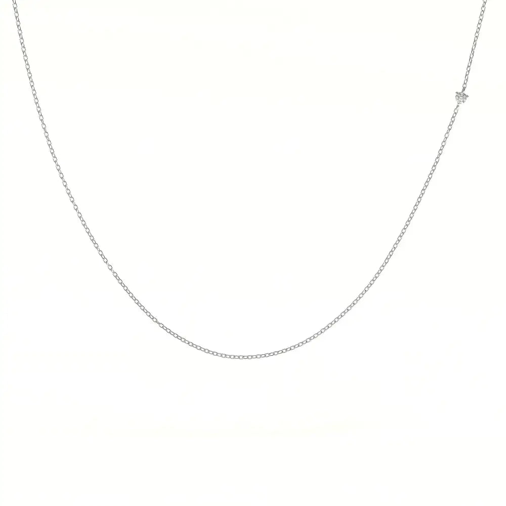 Elegant 14K Solid Gold Diamond Choker Necklace – Dainty Minimalist Two-Sided Pendant.