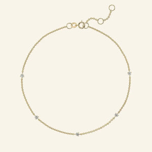 Elegant 14K Solid Gold Diamond Station Bracelet - 0.13Ct Solitaire Sparkle.