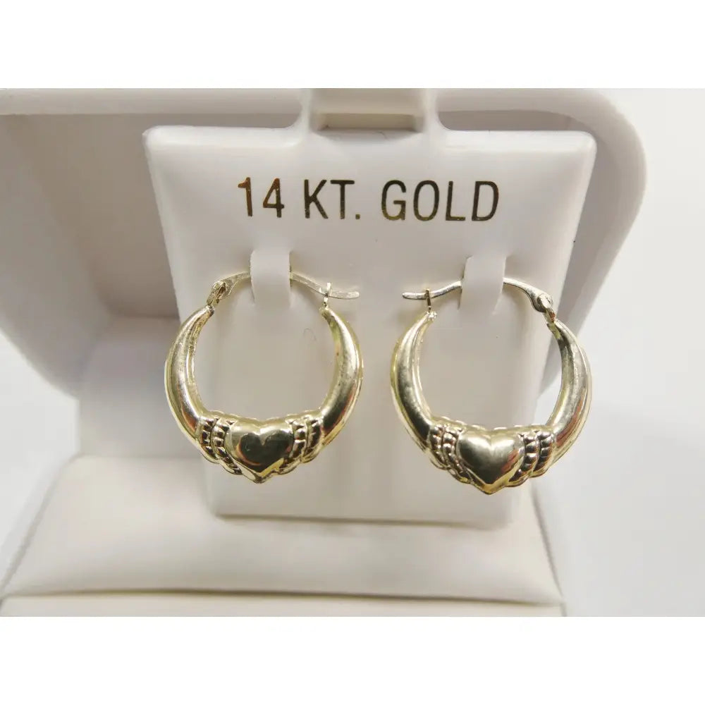 Elegant 14K Solid Gold Heart Hoop Earrings - Dainty Small Yellow Gold Hoops for Women.
