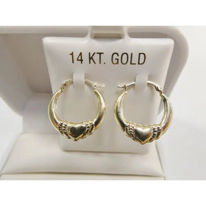 Elegant 14K Solid Gold Heart Hoop Earrings - Dainty Small Yellow Gold Hoops for Women.