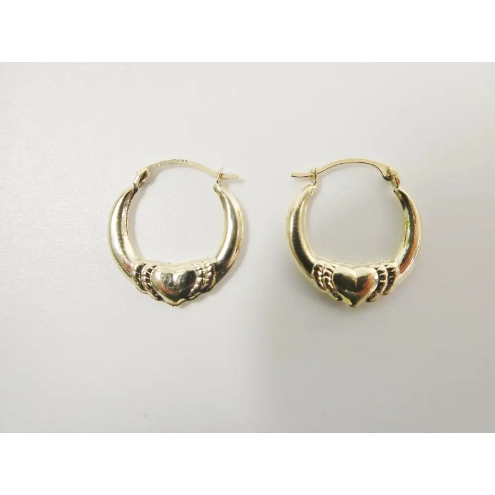 Elegant 14K Solid Gold Heart Hoop Earrings - Dainty Small Yellow Gold Hoops for Women.